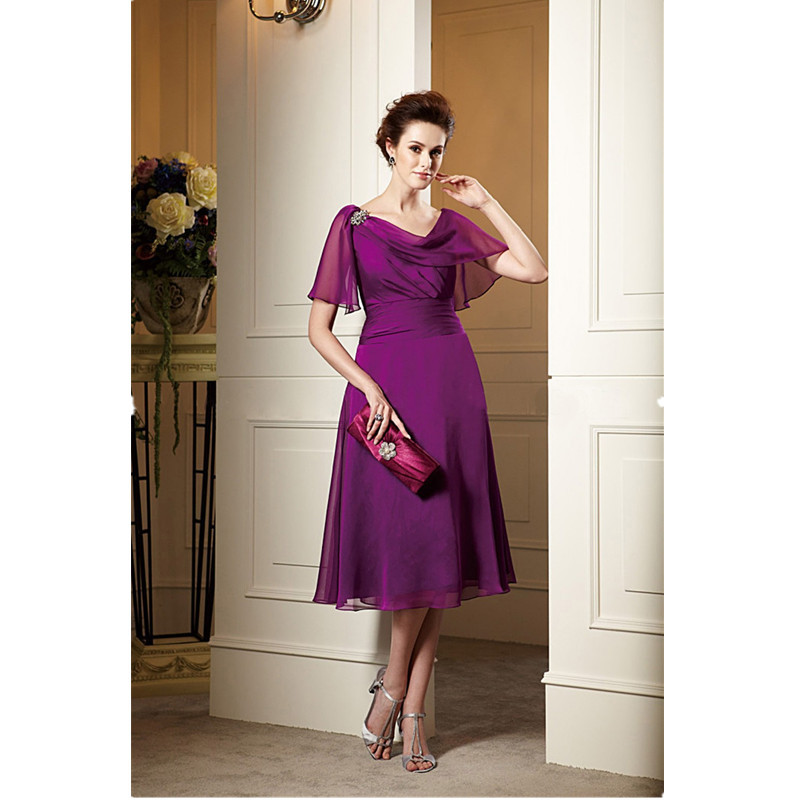 ź 巹  ª Retail  ġ  Ƽ  Ӵ 巹 ÷  ª Ӵ/Short Mother of the Bride Dresses Wiht Short Sleeve Formal Beach Wedding Party Purple